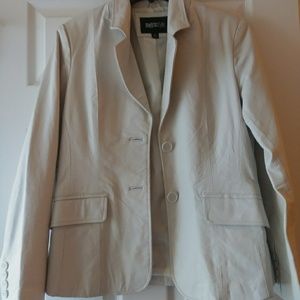 Snow white leather Jacket